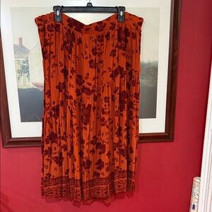 Garnet Hill Asymmetrical Skirt in Orange and Red Floral